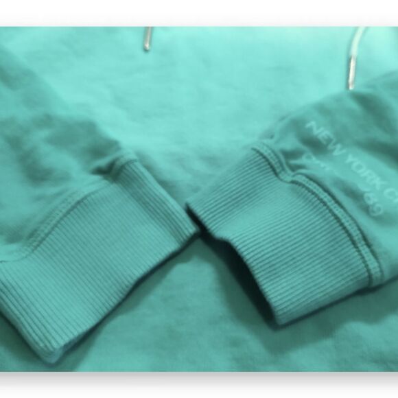 DKNY Jeans Teal Ombre Hooded Sweatshirt US S - Picture 4 of 9